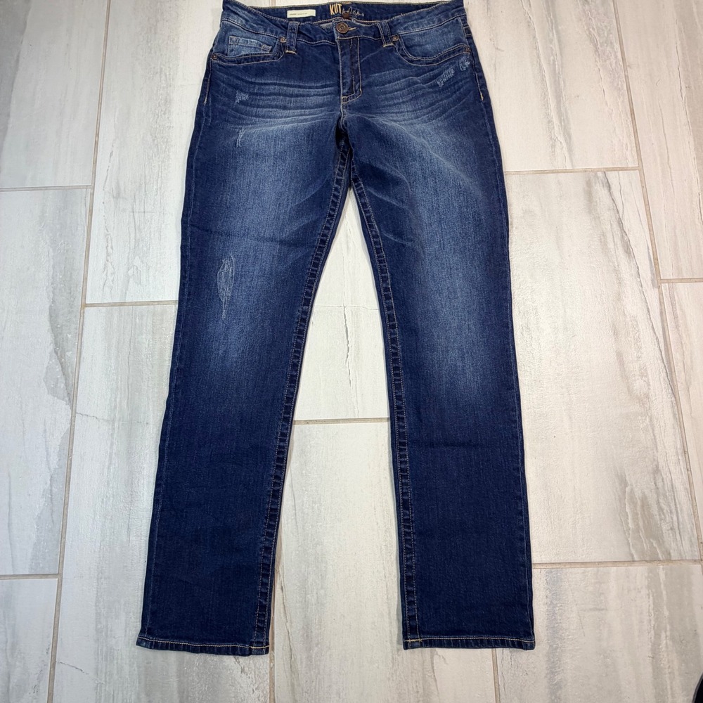 KUT from the Kloth Sammie Straight Leg Distressed Jeans Blue Size 12 KP5560MA6R